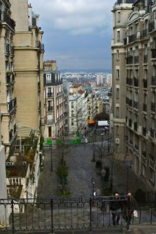 Looking down one of the steep hills from Montmartre